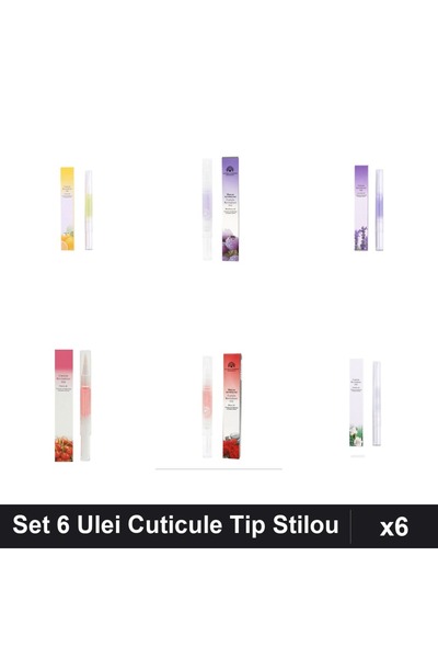 NAİLS Set 6 Ulei Cuticule Tip Stilou - Lemon, Afine, Lavanda, Cherry, Trandaf...