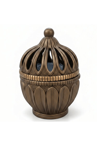 AKDC Brown Elegant Arabic Incense Burner | Dome Lattice Bakhoor Holder | 13×9 cm