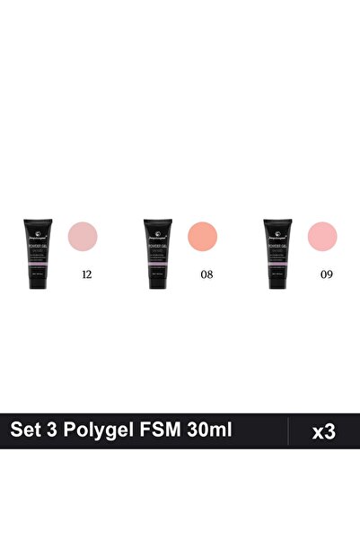 FSM Set 3 Polygel 30ml - Nr.12, Nr.08, Nr.09 - Construcție Unghii