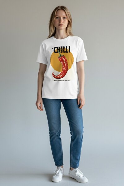 cc collection Μπλουζάκι Unisex με στάμπα λευκού τσίλι και γραφικό σχέδιο, σε ...
