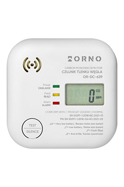 Orno Senzor de monoxid de carbon (cianură) alimentat cu baterie, baterie înco...
