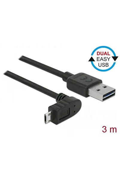 DELOCK USB Kabel A -> Micro-B St/St 3.00m 90¬∞gew. Eas
