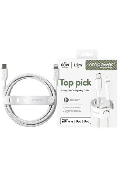 Panzer Glass PanzerGlass cablu USB-C la Lightning USB 2.0 de 60W, 1.2m, alb