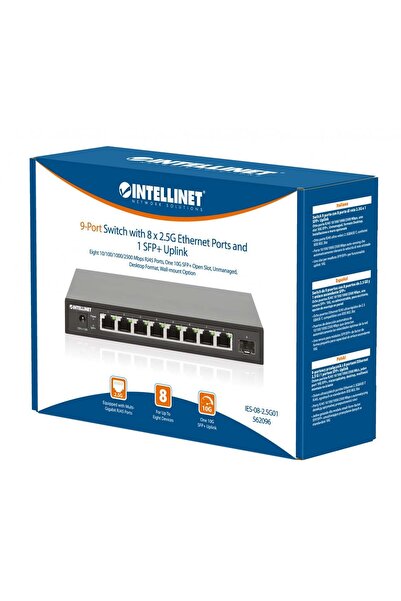 Intellinet switch 2.5G Ethernet 8 port√≥w, 1 slot SFP+ Uplink 10G