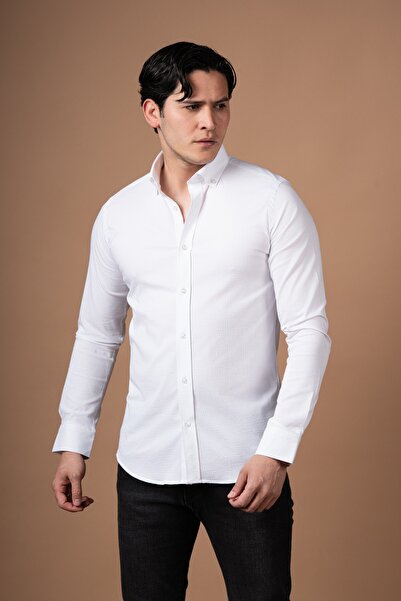 alenmeza Slimfit Self-Striped Collar Buttoned Lycra Summer Shirt