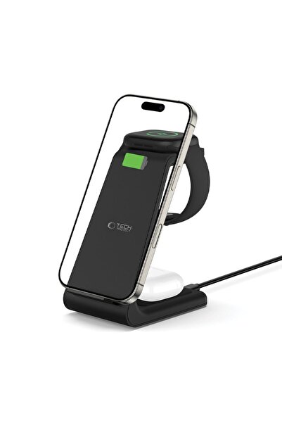 Tech-Protect QI15W-A36 ÎNCĂRCĂTOR WIRELESS 3 ÎN 1 PENTRU APPLE NEGRU