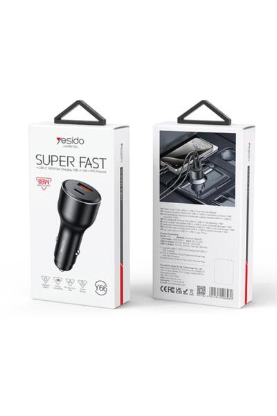 Yesido ≈Åadowarka ≈Åad. sam. Y65 118W QC3.0 USB-A+C NEGRU / CZARNY