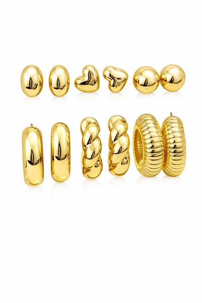 LEROSY CO. Special Series Multiple Model Gold Earring Set