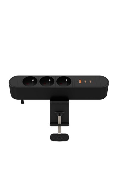 MicroConnect Priză multiplă de birou, 3 prize franceze, 1 x USB-A, 2 x USB-C,...