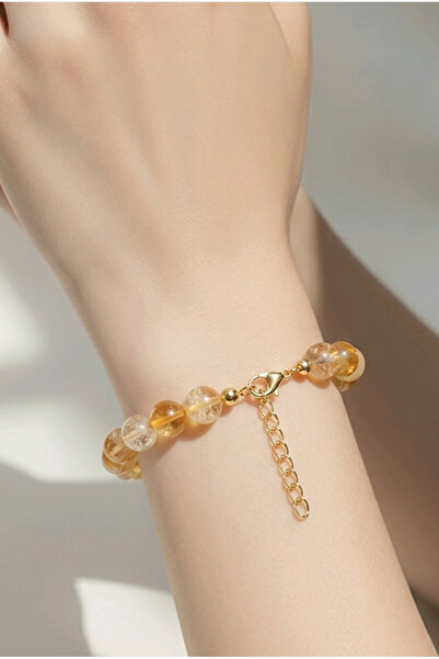 NBS Beautiful Naturel Stones Money Stone Citrine Bracelet Gold Plated Natural...
