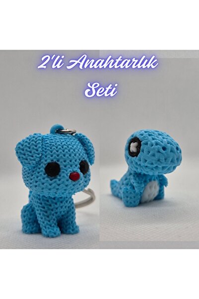 3DAtölyeMaker Light Blue Knitted Patterned Dog and Light Blue Knitted Pattern...