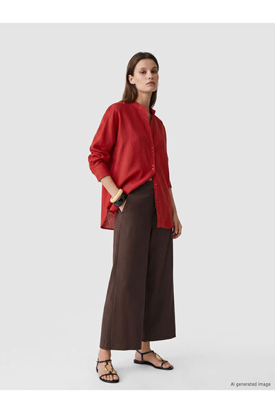 LC Waikiki Rmz Gi̇yi̇m Farkiyla Hakim Roba Collar Loose Fit Women's Shirt Tunic