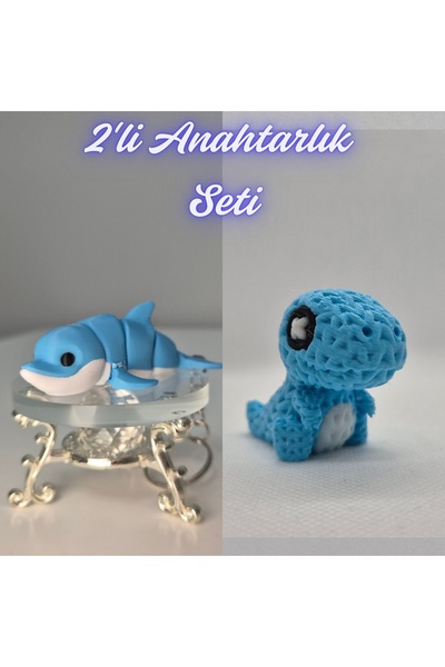 3DAtölyeMaker Light Blue Flexible Colorful Dolphin and Light Blue Knitted Pat...