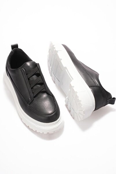 Lucy Shoes حذاء رياضي رجالي من الجلد المرن اليومي YG-X23 CBT - أسود