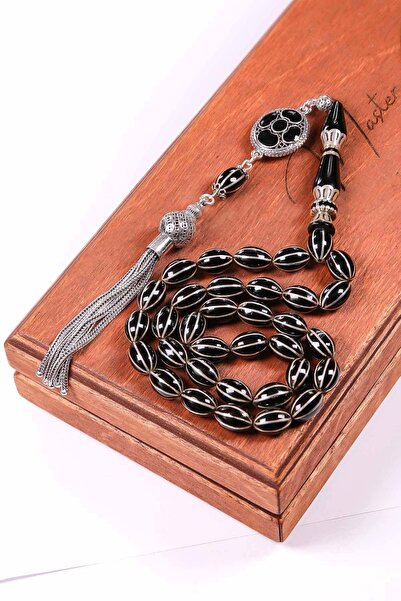 TESBİHKENTİ Yarma Model Silver Tassel Erzurum Oltu Stone Prayer Beads