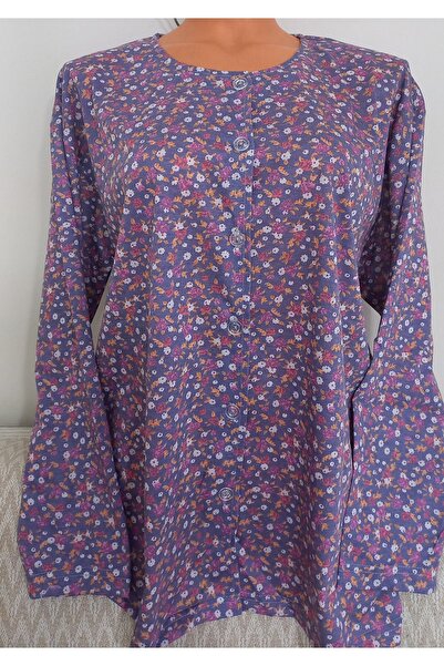 Anne Er Clothing Paper Print Combed Cotton Blouse Long-Sleeve Front Button Fl...
