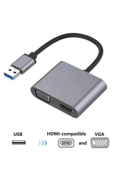 ForWhat جهاز محول USB إلى HDMI VGA 1080P لأجهزة المكاتب المنزلية والمكتبية