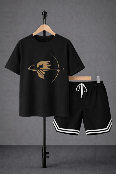 Velostra Unisex Bow Printed Oversize Fit Comfortable Fit T-Shirt and Shorts Set