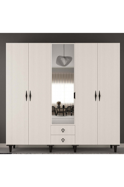 miracool Lale 5 Kapaklı Gardrop / 5 Kapılı Dolap / Komple MDF / Modern Tasarım