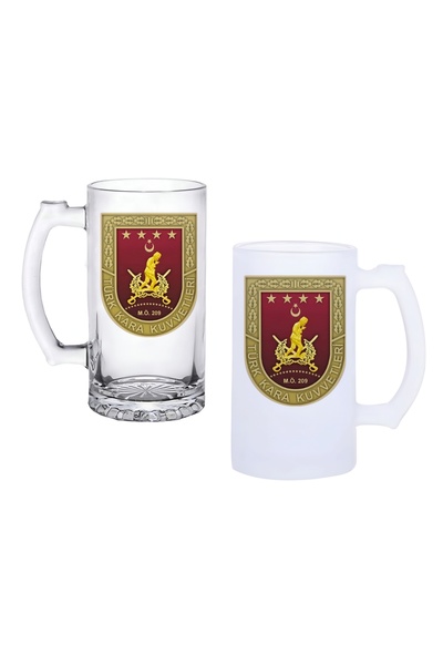Ghostbastır Turkish Armed Forces Beer Glass with Handle, Frosted or Transpare...
