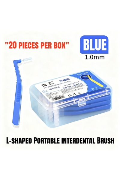 Choice4 blue-1box 20 Pieces Boxed L-shaped Interdental Brushes for Orthodonti...