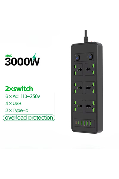 Choice9 AU A11-BLACK Universal Power Strip Extension Socket with USB Type-c E...