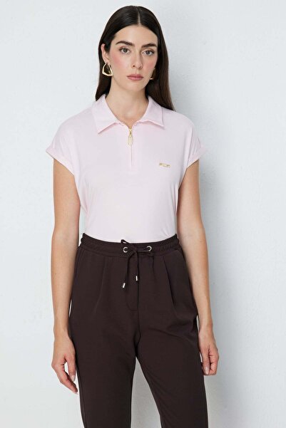 ON Blouse with Zipper Collar and Metal Accessories