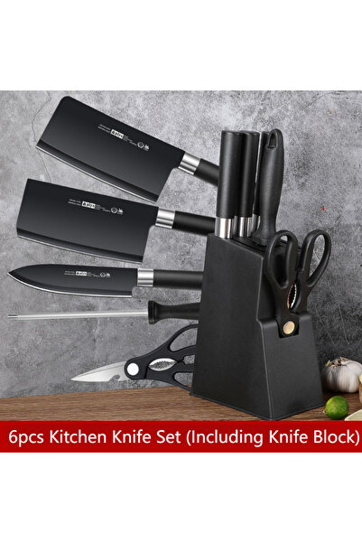 Choice1 6PCS 6pcs Kitchen Knife Set with Knife Holder High-grade Black Steel ...