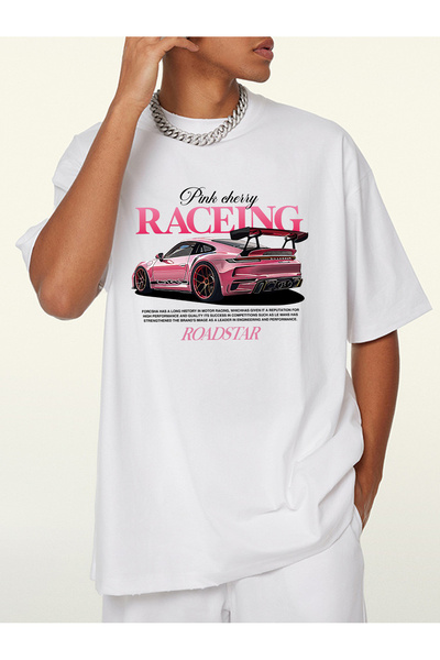 SAUDI RACE F1 CAR Men and Women's 100% Cotton T-Shirt - Oversized Crew Neck S...
