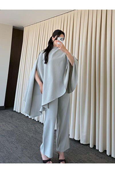 My Blog Gray Cape Modal Suit - 5072
