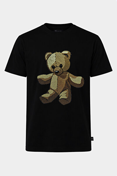 Linea Noir LNMV-LN Teddy,Taşlı T-shirt , %100 Pamuk,Kadın,Relaxed, Siyah ,Bis...