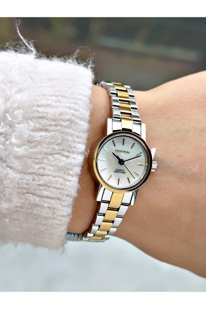 Quantum Special Design Steel Cord Steel Case Silver-Gold Color Women Wristwatch 1258Mr
