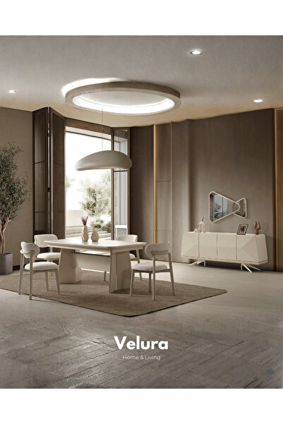 Velura Home & Living Vakko Yemek Odası Takımı - Krem (Tv Ünitesi Hariç)