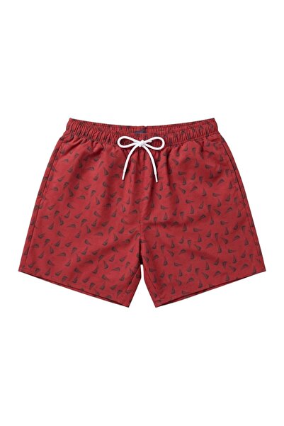 BAVYERA Men's Patterned Swim Shorts - Red
