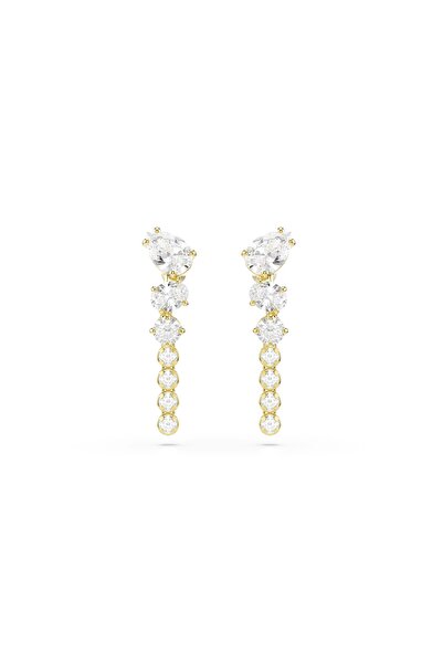 Swarovski Mesmera damla küpeler, Karışık kesimler, Beyaz, 18k altın rengi yüzey