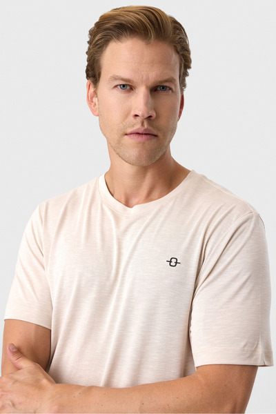 Back And Bond Regular Fit Bej Basic Tişört