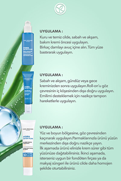 Yves Rocher Hydra Water Plump 3’lü Nem Bakım Seti -Açık -Serum 30 ml &Göz Kremi 15 ml & BB Krem 40 ml