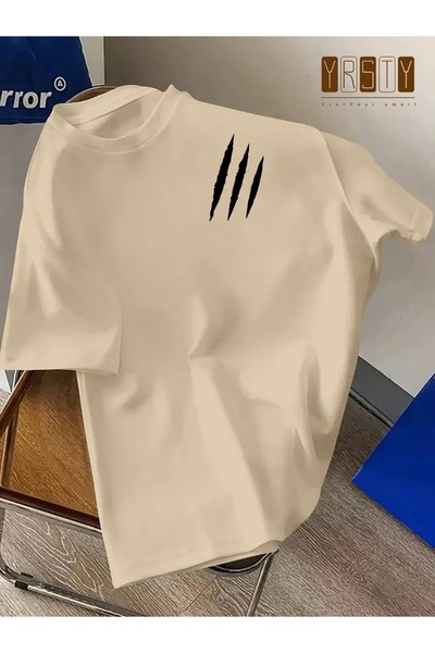 PAVRO Unisex Άνετο T-shirt με μικτό σχέδιο και στάμπα