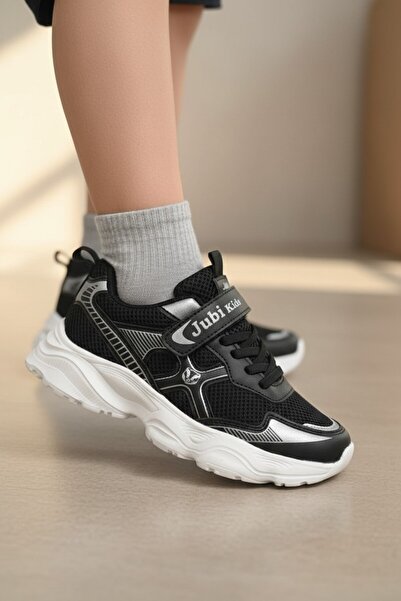 enoch Children's Black Silver Detailed and Velcro Thick Soled Comfortable Spo...