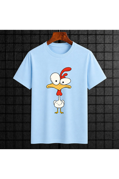 VODEXA Tricou oversize pentru femei, cu imprimeu pui, 100% bumbac, croială co...