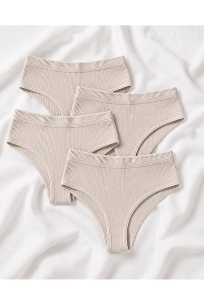 Skin Verse Pamuklu Yüksek Bel Tanga Külot 4'Lü Set