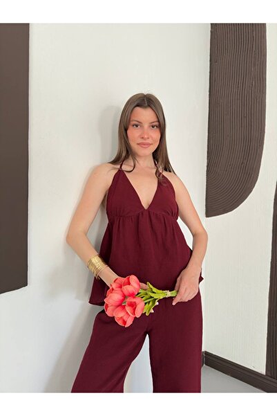 Ekim Store Halter Neck Collar Modal Suit