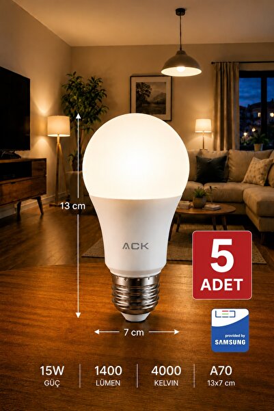 Aryes 15 Watt LED Ampul 4000 Kelvin Günışığı E27 Yüksek Aydınlık