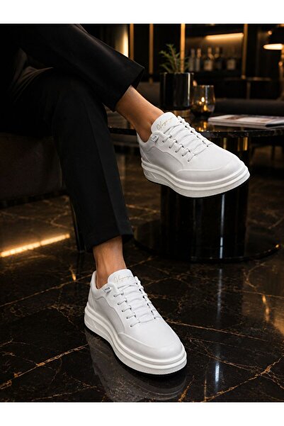 Voyager HAKİKİ DERİ ALTIN SERİ BEYAZ SNEAKERS