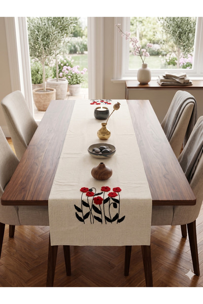 NOE-SOFT HOME RUNNER BULDAN BEZİ PUNCH NAKIŞLI 45*110 CM VE 45*150 2'Lİ TAKIM