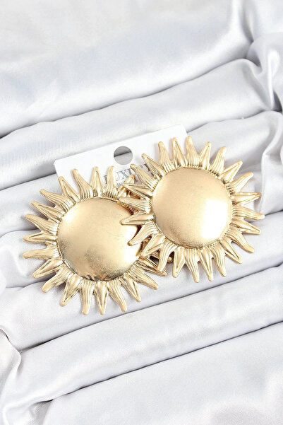 USLUCAN ALIŞVERİŞ Brass Sun Model Gold Color Women's Earrings