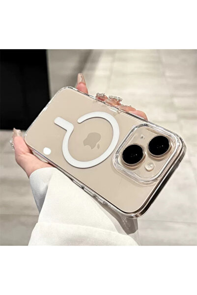 EDELFU iPhone 13 ve 14 Uyumlu - Sararmaz Sert Mika Lüks Magsafe Dayanıklı Kor...