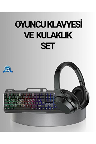 Toptan Bulurum Işıklı Klavye Mouse ve Bluetooth Kulaklık Seti Türkçe Q USB