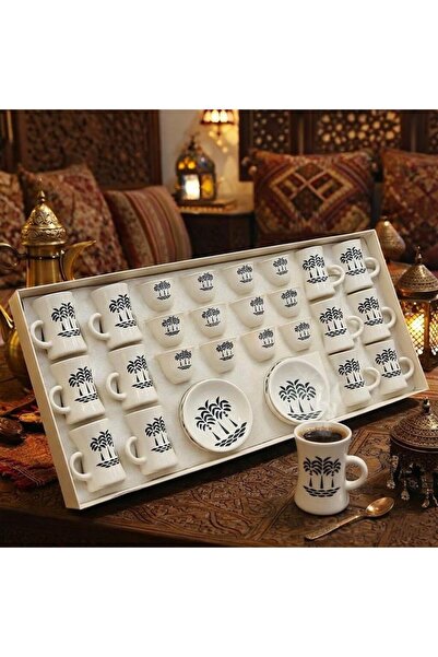 laverahome طقم فناجين وصحون قهوة بورسلين مزخرفة بنقوش تراثية– 36