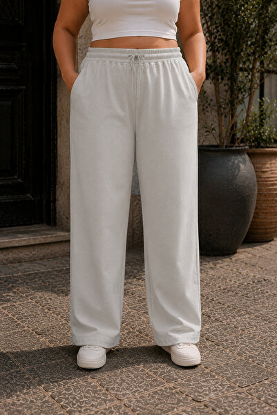 CEDY DENIM Palazzo pantalone veće veličine od sintetičke tkanine široke nogav...